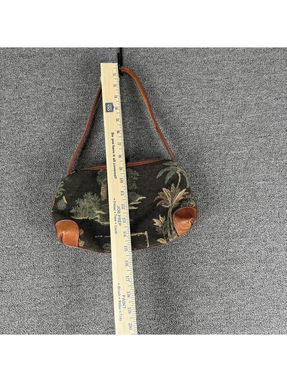 Vintage 90s Y2K Tommy Bahama Dark Floral Tapestry Baguette Bag Purse - Picture 3 of 7